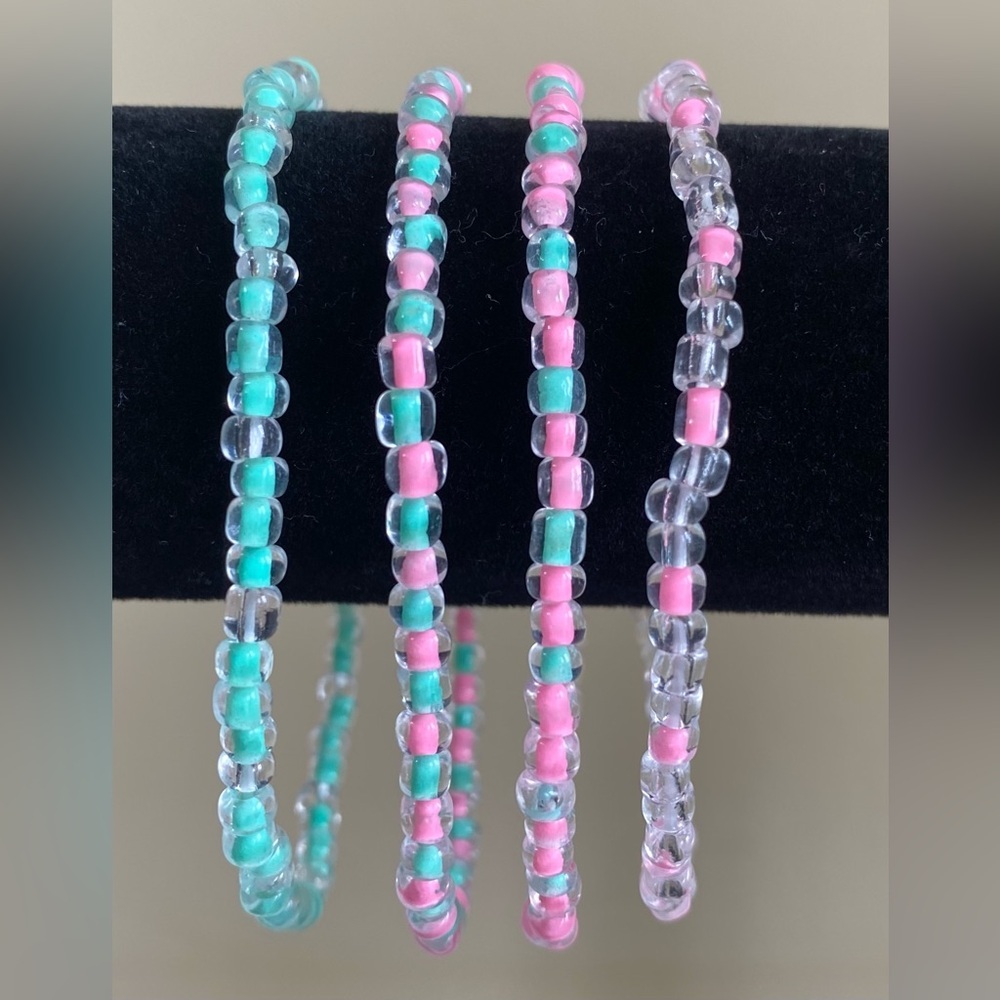 Handmade Glass Beaded Bracelet Stack - Sherbet Delight